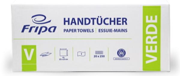 Fripa Verde Papierhandtuch 1-lagig V-Falz aus Recyclingpapier – 5000 Blatt